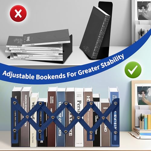 Dragon Bookends, Adjustable Bookends, Unique Book Holders for Shelves, Metal Book Ends for Heavy Books, Non-Skid Book Stander for Desk, Shelf, Office, Stationery Gift (Blue 2) - color: Blue 2