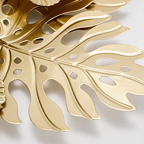 Flower Leaves Metal Wall Decor, Hollow Out Wall Sculpture Creative Luxury Iron Hanging Artwork for Office Home Decorations Party Living Room, Aureate - color: Aureate