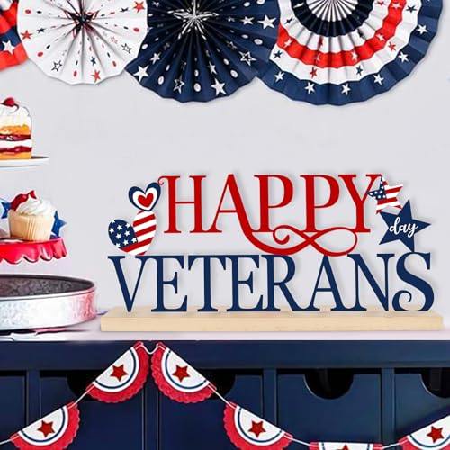 COCHIE Metal Happy Veterans Day Sign, Thank You Veteran Table Centerpieces Decorations for Home, Office, Shelf, Mantel, Indoor, Traditional Party Supplies Decor (Veterans) - style: Veterans