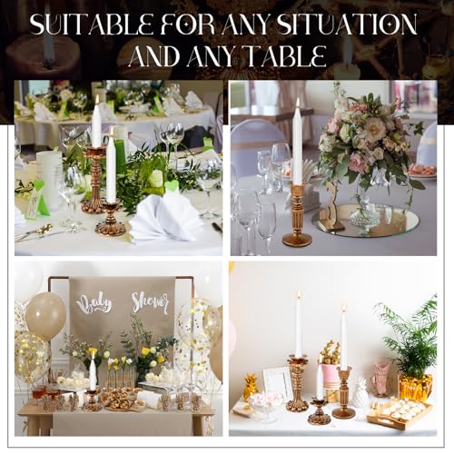 Suclain 3 Pcs Vintage Candlestick Holders Taper Resin Candle Holder Retro Antique Candle Holder Floral Decorative Candlesticks for Wedding Anniversary Table Centerpieces Fireplace Home Decor (Bronze) - color: Bronze