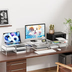 Egchi Clear Acrylic Monitor Stand Riser 2 Tier, 5.12 Inches High Clear Computer Desk Organizer Shelf for Multi Media PC Storage Laptop - size: 16''x8''x5.12''-2 Tiers