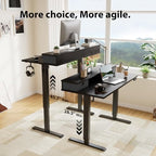 Agilestic 55 x 24 Inches Electric Standing Desk with 2 Storage Drawers, Stand Up Desk Adjustable Height, Sit and Stand Computer Table with Splice Board, Black - color: Black, size: 55 x 24 Inches with 2 drawers