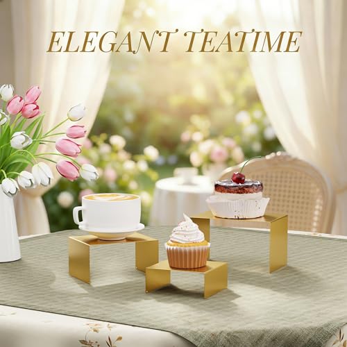 Gonice Metal Display Riser, 2 Sets Gold Display Stands for Dessert, Cupcake and Funko Pop Figures - color: gold