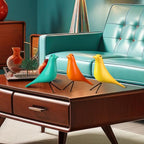 AceOrbit 3 Pcs Mid Century Modern Decor Medieval Table Decor Large Ceramic Birds Orange Blue and Yellow Ceramic Birds for Home Office Table Desktop Bookshelf Mantelpiece Shelf Centerpiece - style: Retro Style