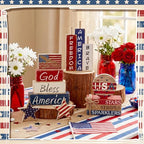 Vercraft 11 Pcs 4th of July Decorations Patriotic Memorial Day Tiered Tray Decor Set Blue Red White Table Centerpieces Sign for Independence Day Office Tiered Tray Home Shelf 250th Anniversary - style: Patriotic