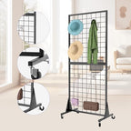 4-Pack 2'x5.5' Ft Gridwall Panel Display Stands Heavy Duty Floor Standing Retail Display Rack with Triangle Base for Retail Art Show With 20 Hooks - size: 4