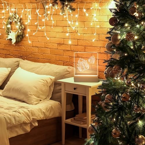 Led Light Display Base - 4pcs Rectangle LED Display Stand with Dimmable Warm Light Lamp, Wood Art Lights Display Pedestal for Crystal Glass Resin Art Home Decor