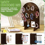 Colingmill 1 Set Keychain Display Stand Wooden Pegboard Display Stand with 25 Pcs Dowel Rods Oval Bracelet Organizer Holder for Jewelry, Craft Shows, Necklace, Selling, 15.75" x 11.81" (Dark Brown) - color: Dark Brown