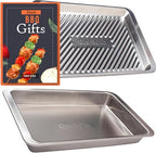Grilling Prep and Serve Trays, Set of 2 Stackable Stainless Steel BBQ Trays, Deep Marinating Container, Serving Platter for Plating Food, BBQ Prep Tub for Marinating Meats, Grill Accessories - style: Deep Prep Trays