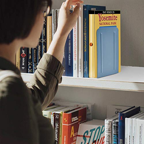 Acrimet Steel Metal Bookends for Shelves, Heavy Duty, for Large Books, 6 7/8" Tall X 4" Wide X 4 1/2" Deep, Blue Colored, 1 Pair