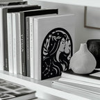 Peacoblue Metal Bookends for Shelves, Modern Decorative Heavy Duty Study Book Support Stoppers for Office, Desk, Shelf, Room 5.3"x4.3"x6.3" Cast Iron Simple Tall Bookends, 1 Pair (Virgo Constellation) - style: Virgo Constellation