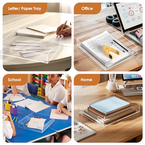 MaxGear Acrylic Letter Tray, Clear Desk Organizer for Papers, Documents, Magazines, Folders, Notebooks, and Stationery – Multi-Function File Tray and Desktop Organizer for Office, Home, and Workspace