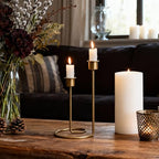 Modern Twisted Metal Candle Holder, Gold Taper Candlestick Centerpiece for Table Décor, Wedding, Holiday & Housewarming Gift - size: Size B