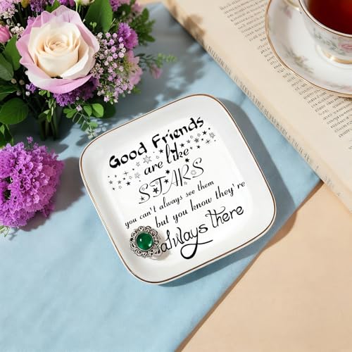 Friend Gifts for Women Trinket Dish Jewelry Tray - Good Friends are Like Stars - Unique Friendship Gifts Friendship Gift Ring Dish for Birthday, Christmas, Galentine's Day - style: Good Friends are Like Stars