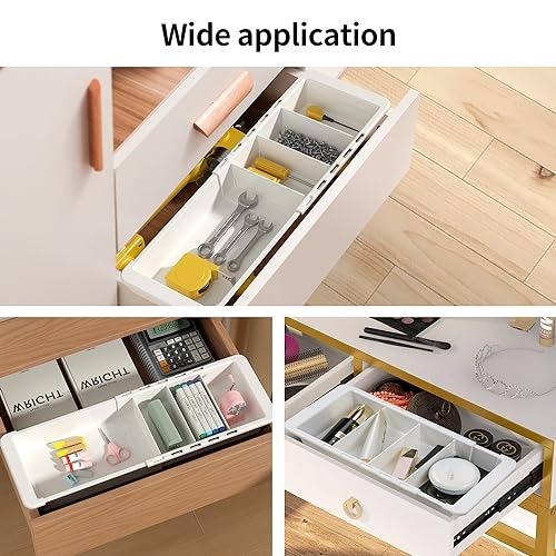 Plastic Drawers Organizer for Office Bathroom Bedroom Kitchen Desk - 1 Layers More White Storage Tray - Expandable 11.4-18.1 Inches (DEEP 2.3") - size: DEEP 2.3"