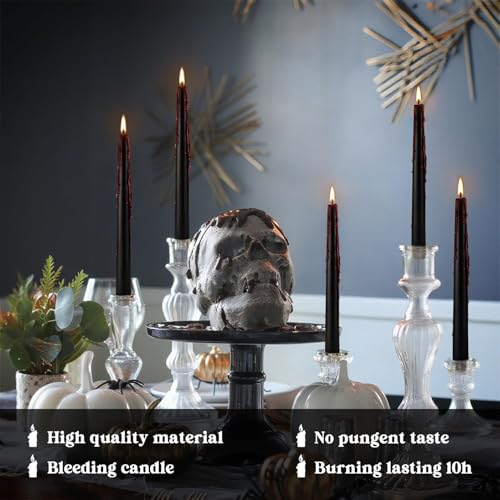 24 Pcs 10 Inch Vampire Blood Taper Candles Vampire Blood Candle, Ritual Spell Unscented Candle Halloween Spooky Decor for Haunted House, Gothic Theme Party. - color: 24Pack-Black Bleeding-10inch