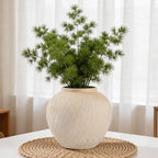 Large Carved Rustic Farmhouse Vase Home Decor - 8.8 in Ceramic Boho Decorative Vase for Decor, Round Clay Beige Terracotta Bowl vase for Living Room, Table, Shelf, Centerpieces - style: 03 - Large Rustic Carved Beige