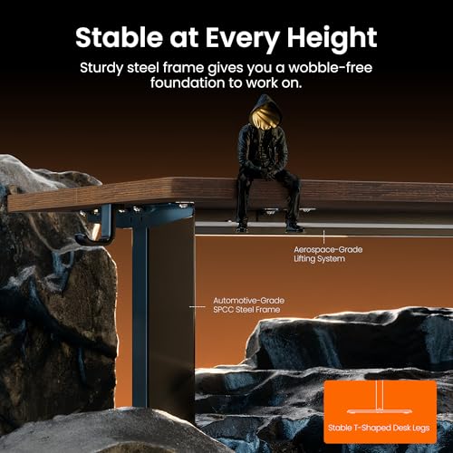 ErGear Height Adjustable Electric Standing Desk, 32 x 19 Inches Sit Stand up Desk, Memory Computer Home Office Desk, Dark Walnut - color: Dark Walnut, size: 31.5 X 18.9 Inches