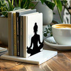 Peacoblue Metal Bookends for Shelves, Modern Decorative Heavy Duty Study Book Support Stoppers for Office, Desk, Shelf, Room 5.3"x4.3"x6.7" Cast Iron Simple Bookends for Cookbooks, 1 Pair (Yoga) - style: Yoga