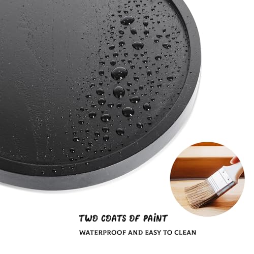 Round Decorative Tray Wood Bathroom Counter Organizer Farmhouse Kitchen Decor Wooden Riser for Soap Dish, Perfume, Candle, Sponge, 8" - Black - color: Black, size: 8"
