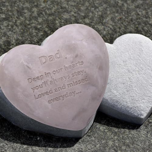 Wowser Heart Shaped Memorial Stone, Sympathy Gift, Remembrance Garden Accent, 6 Inches (Dad)