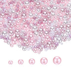 PATIKIL 1000 Pcs No Hole Pearls, 3mm 4mm 5mm 6mm 8mm Mini Round Faux Pearl for Art Crafts Jewelry Making Nail Vase Filler Birthday Wedding Party, Pink/Purple - color: Pink/Purple