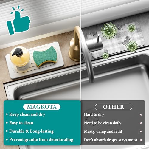 Water Absorbing Stone Tray, Quick Drying Diatomite Bathroom Tray Countertop, Stone Drying Mat for Kitchen Counter, Soap Dish Dispenser Vanity Organizer, White-A-8.3" x 4" - color: White A