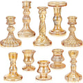 Mumufy 10 Pcs Glass Crystal Taper Candle Holders Clear Glass Candlestick Holder Fit 0.8 Inch Candles Crystal Decorative Candle Stand Centerpiece Table Wedding Dining Party (Classic,Gold) - color: Gold