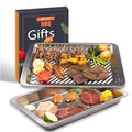 Grilling Prep and Serve Trays, Set of 2 Stackable Stainless Steel BBQ Trays, Deep Marinating Container, Serving Platter for Plating Food, BBQ Prep Tub for Marinating Meats, Grill Accessories - style: Deep Prep Trays