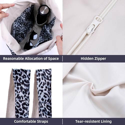 DGAZ Designer Shoulder Bags for Women, Luxury Tote Bag with Zipper, Large Shoulder Hobo Bags - color: Leopard D