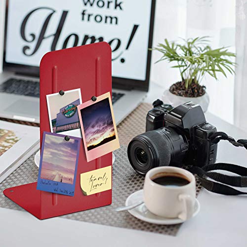Acrimet Metal Bookends, Jumbo Size 9" H x 4" W x 4-1/2" D, Non-Skid Book Stand for Shelves, Heavy Duty Book Stopper, Red, 1 Pair - color: Red