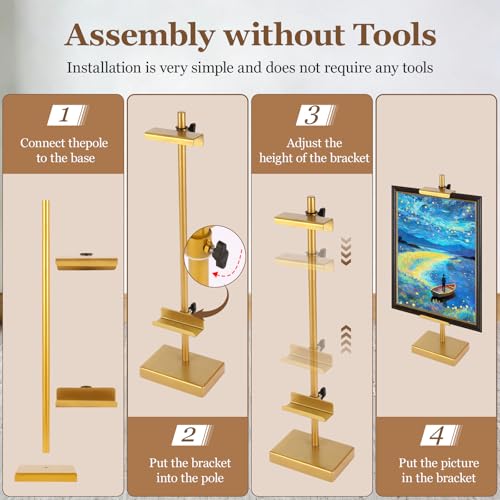 1pcs Adjustable Tabletop Easel Stand for Picture Frames, Picture Easels for Display, Gold Easel, Picture Frame Stand, Adjustable Art Easel.(18inch,Gold) - color: Gold, size: 18inch