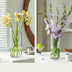 3 Clear Acrylic Cylinder Vase for Centerpieces, Tall Cylinder Plastic Hurricane Vases, Large Unbreakable Flower Vases for Wedding Bouquet (D 4.8" X H 8" + H 10" + H 12" Set of 3 + 2 Holder) - color: 3 Clear - L