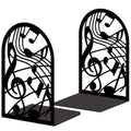 Musical Metal Book Ends Non-Skid Black Unique Bookend Decorative Heavy Book Ends for Shelves Heavy Duty Study Book Support Stoppers for Desk Musical Note 7x4.7x3.5 inch 1 Pairs/2 Pcs - style: Musical Note