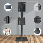 Mount-It! Anti-Theft iPad Tablet Floor Stand Kiosk with Literature Holder, Lockable Enclosure for iPad Gen 7–11, Pro & Air (A16), 90° Rotation & 75° Tilt, Commercial Kiosk Stand, Bolt Down Base, Black - color: Black