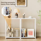 Homleke Narrow Side Table with Magazine Holder, Skinny End Table Perfect for Small Spaces, Space-Saving Design for Living Room, Bedroom, or Office, 7.1" D x 16.9" W x 23.6" H, White - color: White - Standard