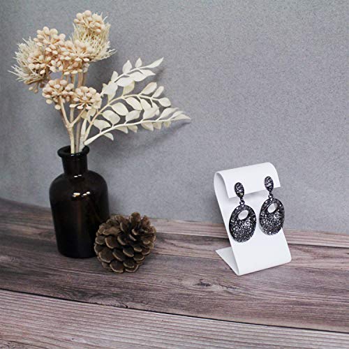 MOOCA 6 Pcs Earring Stand Display, White Faux Leather, 3 1/4 in H, Earring Jewelry Display Stands - color: White Faux Leather, Regular
