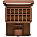 ROTHWELL 12 Slot Leather Watch Box with Valet Drawer - 12 Slot Luxury Watch Case Display Organizer, Microsuede Liner, Mens Accessories Holder, Jewelry Case, Jewelry Display Organizer (Tan/Brown) - color: Tan/Brown