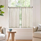 jinchan Boho Linen Blend Kitchen Curtains 36 Inch Length Herringbone Printed Tier Curtains for Small Windows Bathroom Cafe Laundry Room Set of 2 Rod Pocket Black on Linen - color: Arrow | Black on Linen, size: 26"W x 36"L (Pack of 2)