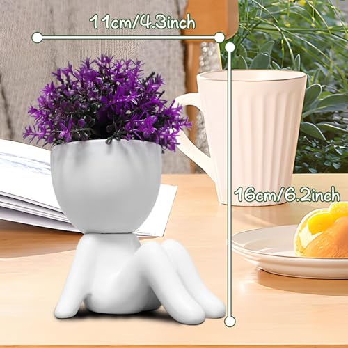 Zerzsy Mini Succulent Plant - Plants Gift - Cute Desktop Decoration Desk Decorations for Women Office - Potted Small Fake Plants for Indoor Decoration-Set of 1 - color: White-f