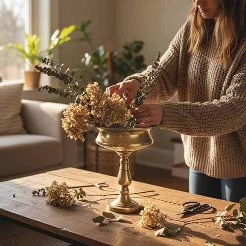 WORTH 15" H. Tall Gold Color Urn Vase for Centerpieces, 11.8" Dia. Classic Metal Trumpet Small Flower Pots for Table, Bowl Vase for Wedding Party Event Home Decor - color: Gold, size: Tall - 1 Pack