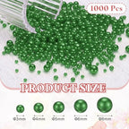 PATIKIL 1000 Pcs No Hole Pearls, 3mm 4mm 5mm 6mm 8mm Mini Round Faux Pearl for Art Crafts Jewelry Making Nail Vase Filler Birthday Wedding Party, Dark Green - color: Dark Green
