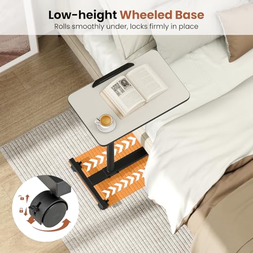 Giantex Overbed Table with Wheels, Medical Adjustable Bedside Table, Mobile Standing Desk, Portable Laptop Table for Small Spaces, Bed Trays Table for Eating Home and Hospital (Light Grey) - color: Light Grey