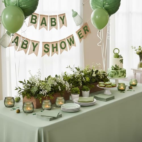 16 Pcs Green Votive Candle Holders, Round Glass Tea Lights Holder with Polka Dot Embossed, Votive Candle Holders for Weddings, Home Decor, Baby Shower, Special Occasions - color: Green