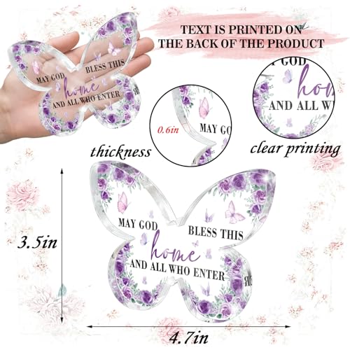 May God Bless This Home" Butterfly Acrylic Sign - Purple Scripture Decor for Entryway/Table, Christian Home Blessing, Family Prayer Gift & Welcome Decor 4.7 x 3.2 Inch - color: Purple 43