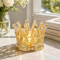 Luxury Crown Glass Candle Holder - Gold Votive Holder for Candles, Jewelry, Floral or Vanity Decor - Elegant Gift for Women