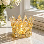 Luxury Crown Glass Candle Holder - Gold Votive Holder for Candles, Jewelry, Floral or Vanity Decor - Elegant Gift for Women