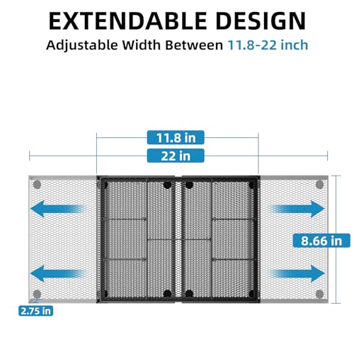 Marbrasse Expandable Desk Drawer Organizer, Mesh Drawer Organizer Tray with 10 Adjustable Compartments, Desk Organizers and Accessories for Office Supplies (Longer Expandable Drawer Organizer-B) - color: Longer Expandable Drawer Organizer-B