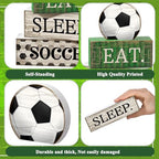 Yuntau 4 Pcs Soccer Wooden Tabletop Decor Soccer Tiered Tray Decor Rustic Wood Block Sign Gift Centerpiece Farmhouse Table Sign for Home Boys Room Office Shelf Birthday Party - style: Soccer
