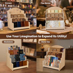 PUERSI Greeting Card Display Stand, Wooden 4-Tier Postcard Display Stand Holder for Sticker, Vendors, Retail Stores, Beige - color: Beige